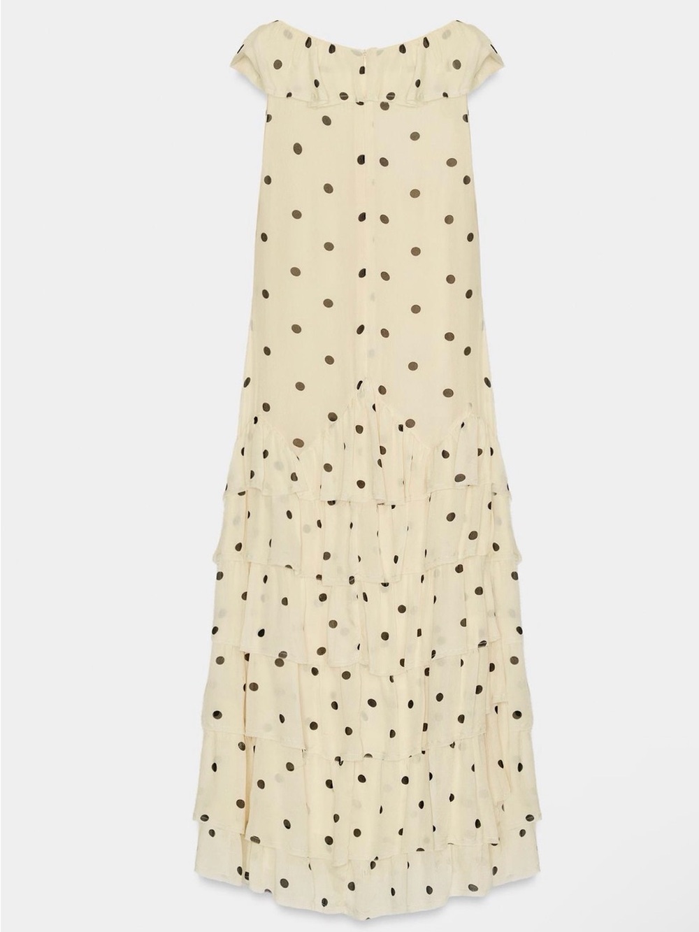 Zara Cream Polka Dot Ruffle Maxi Dress - Picture 2 of 13